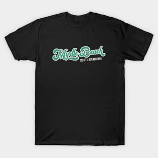 Myrtle Beach South Carolina - Vintage Teal Script T-Shirt